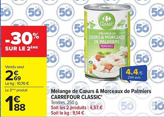 Mélange de Cœurs & Morceaux de Palmiers CARREFOUR CLASSIC'