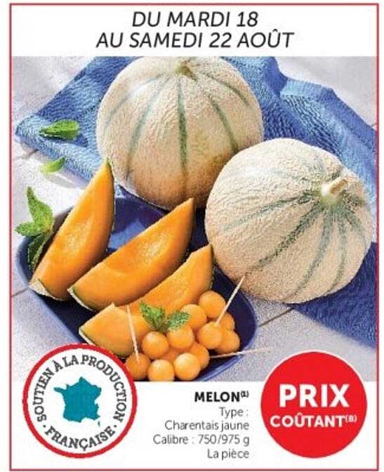 MELON¹¹ Type : Charentais jaune Calibre : 750/975 g La pièce