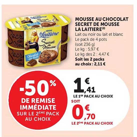 MOUSSE AU CHOCOLAT SECRET DE MOUSSE LA LAITIERE