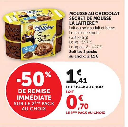 MOUSSE AU CHOCOLAT SECRET DE MOUSSE LA LAITIERE