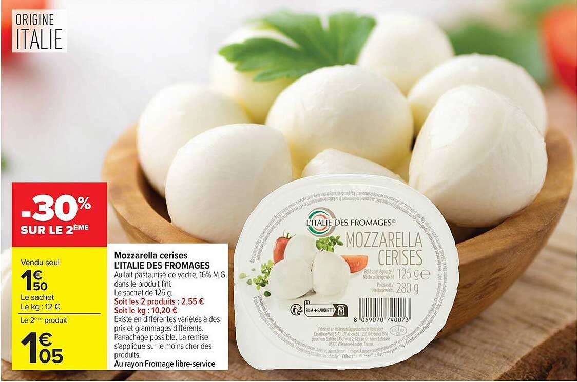 Mozzarella cerises L'ITALIE DES FROMAGES