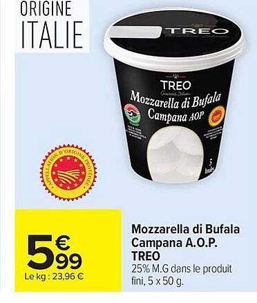 Mozzarella di Bufala Campana A.O.P. TREO