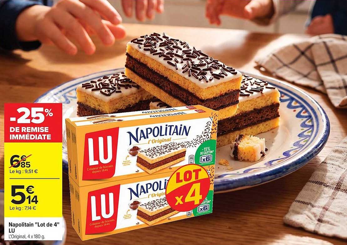Napolitain "Lot de 4" LU L'Original, 4 x 180 g