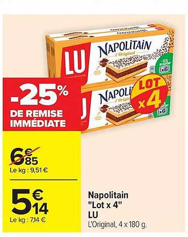 Napolitain Lot x 4 LU L'Original, 4 x 180 g.
