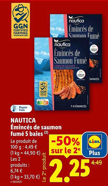 NAUTICA Émincés de saumon fumé 5 baies