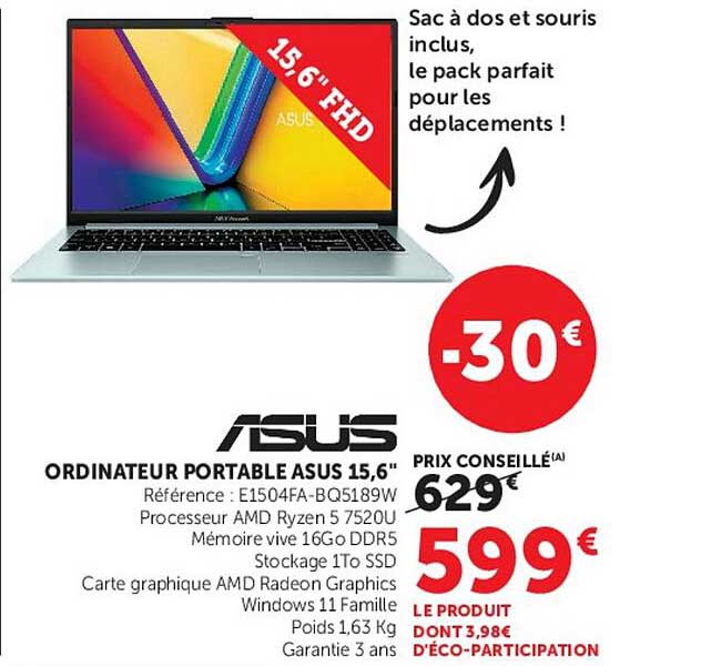ORDINATEUR PORTABLE ASUS 15,6"
