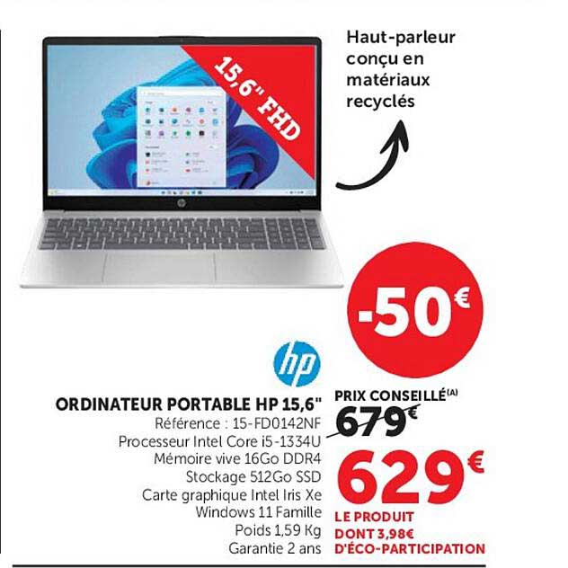 ORDINATEUR PORTABLE HP 15,6"