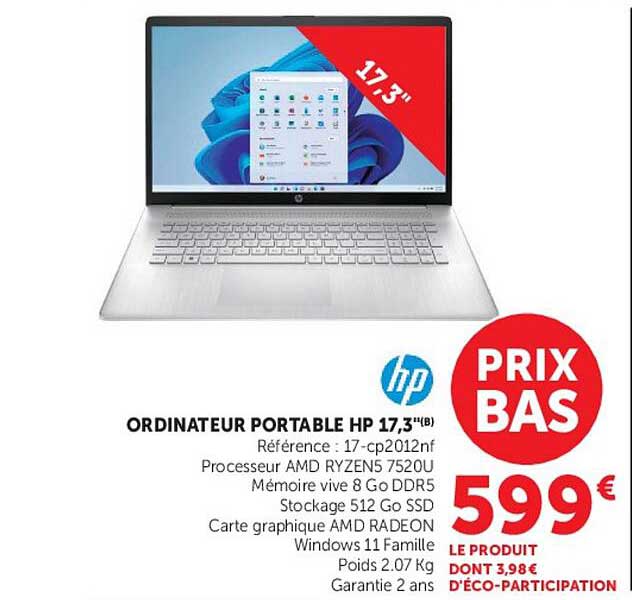 ORDINATEUR PORTABLE HP 17,3"(B)
