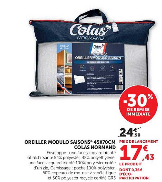 OREILLER MODULO SAISONS® 45X70CM COLAS NORMAND