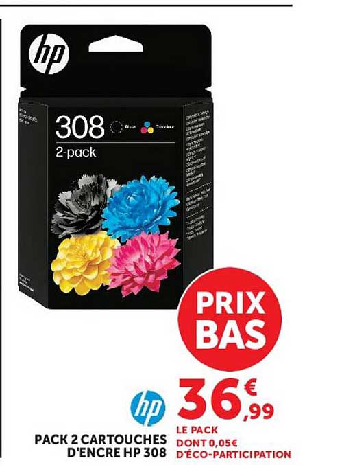 PACK 2 CARTOUCHES D'ENCRE HP 308