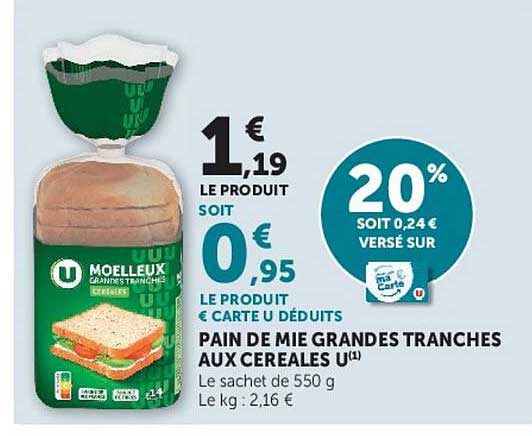 PAIN DE MIE GRANDES TRANCHES AUX CEREALES U(1)