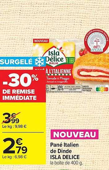 Pané Italien de Dinde ISLA DELICE la boîte de 400 g.