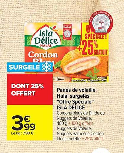 Panés de volaille Halal surgelés "Offre Spéciale" ISLA DÉLICE