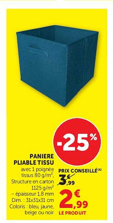 PANIER PLIABLE TISSU