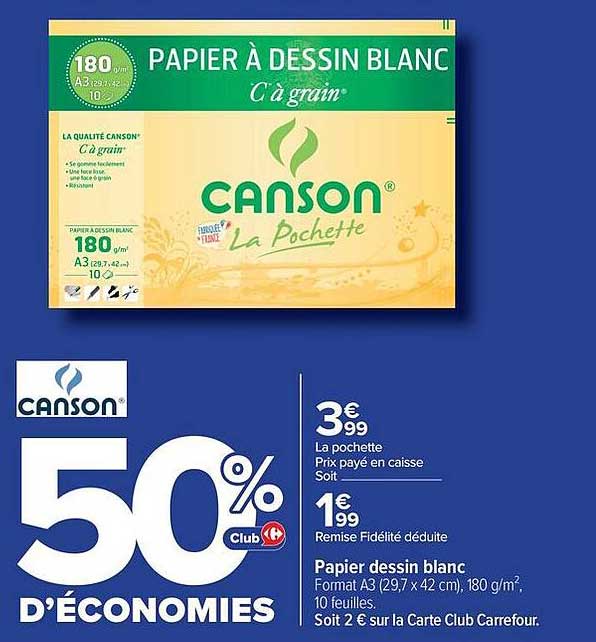 PAPIER À DESSIN BLANC Cà grain