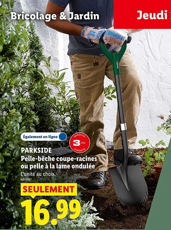 PARKSIDE Pelle-bêche coupe-racines ou pelle à la lame ondulée