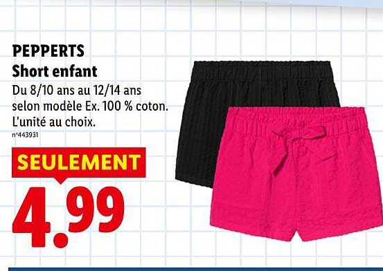 PEPPERTS Short enfant