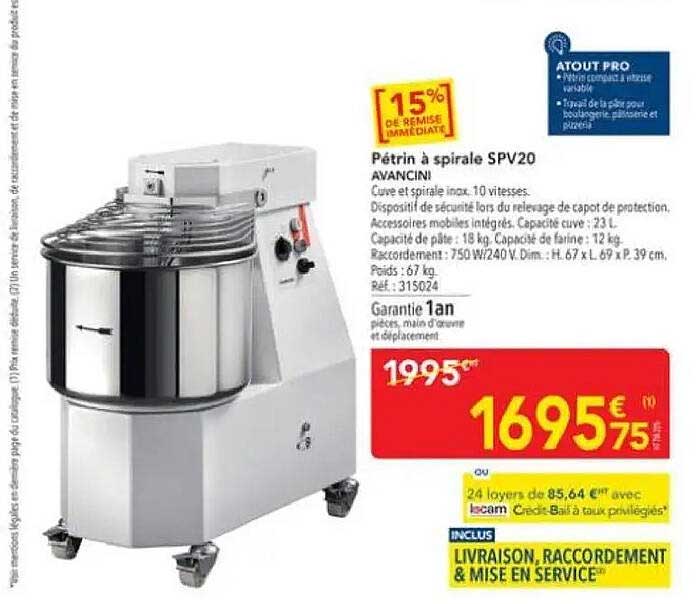 Pétrin à spirale SPV20 AVANCINI