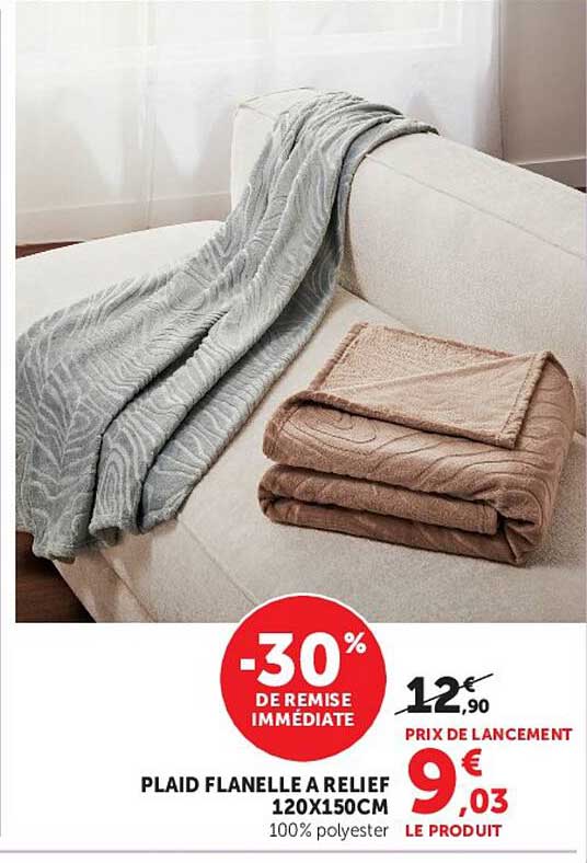 PLAID FLANELLE A RELIEF 120X150CM