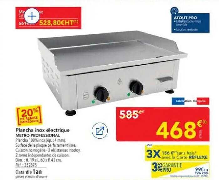 Plancha inox électrique METRO PROFESSIONAL