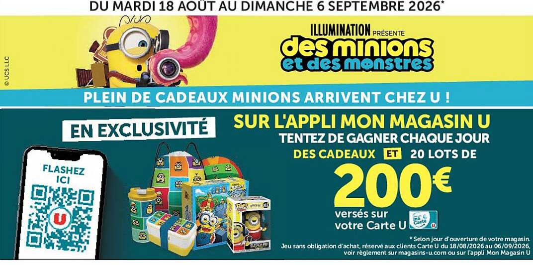 Plein de cadeaux minions arrivent chez U !