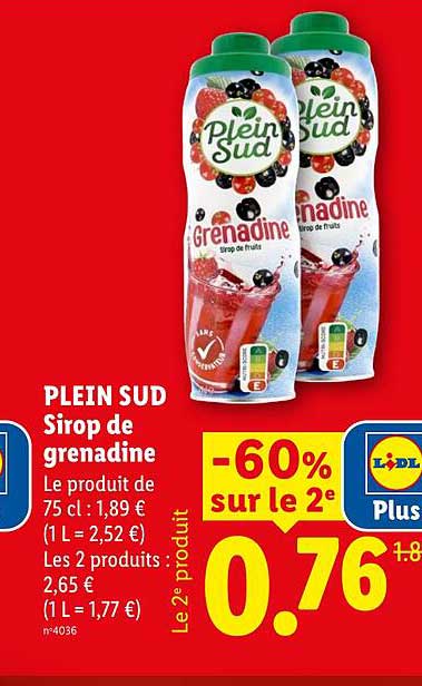 PLEIN SUD Sirop de grenadine