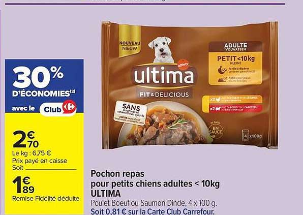 Pochon repas pour petits chiens adultes < 10kg ULTIMA