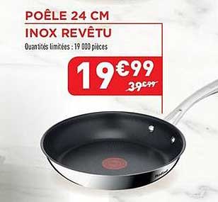 POÊLE 24 CM INOX REVÊTU