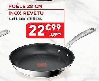 POÊLE 28 CM INOX REVÊTU