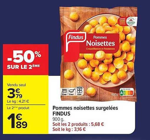 Pommes noisettes surgelées FINDUS