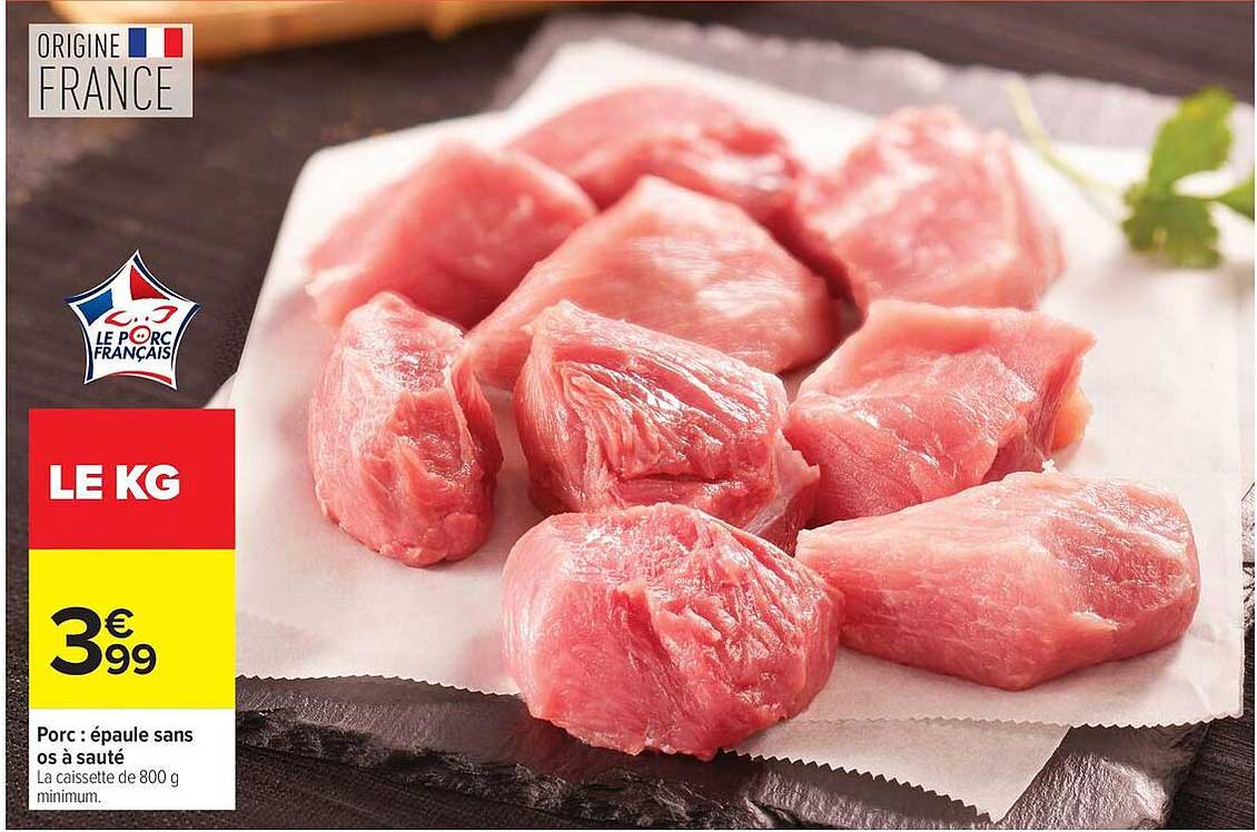 Porc : épaule sans os à sauté
