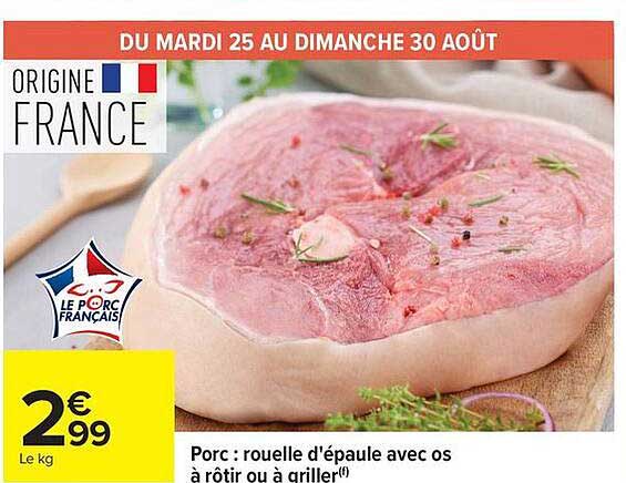 Porc : rouelle d'épaule avec os à rôtir ou à griller
