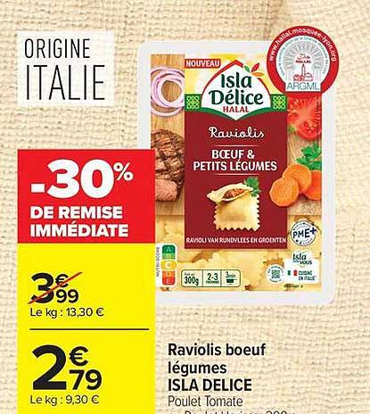 Raviolis boeuf légumes ISLA DELICE