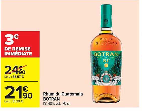 Rhum du Guatemala BOTRAN Ki', 40% vol., 70 cl.