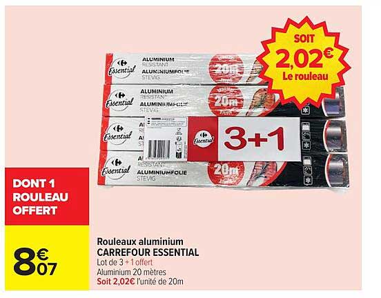 Rouleau aluminium CARREFOUR ESSENTIAL