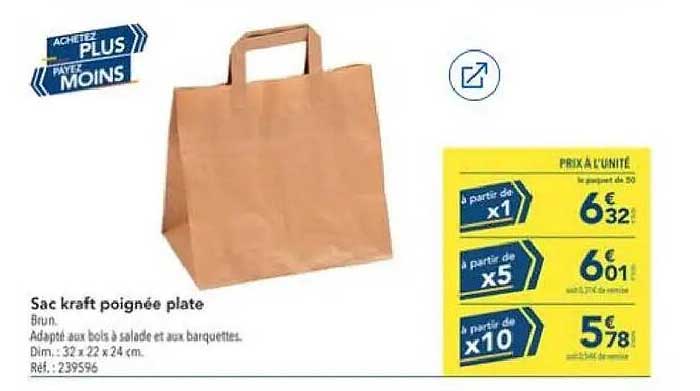 Sac kraft poignée plate
