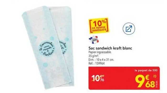 Sac sandwich kraft blanc