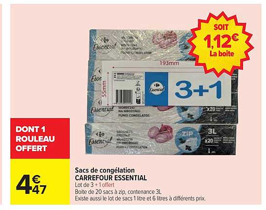 Sacs de congélation CARREFOUR ESSENTIAL