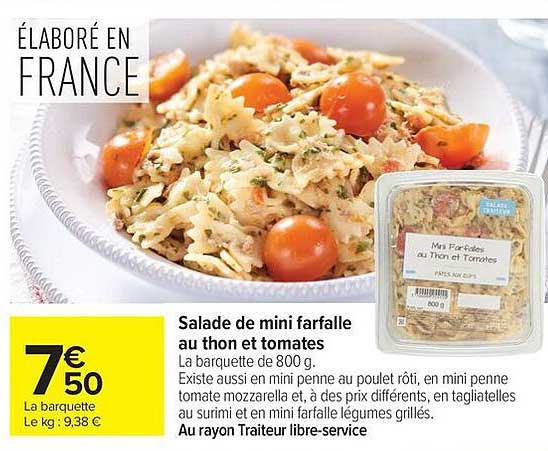 Salade de mini farfalle au thon et tomates