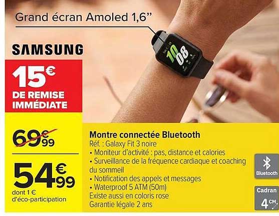 Samsung Montre connectée Bluetooth Galaxy Fit 3 noire