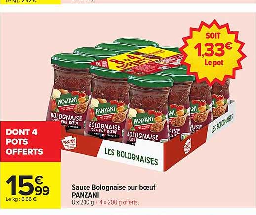 Sauce Bolognaise pur bœuf PANZANI