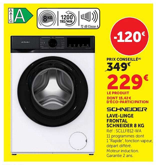 SCHNEIDER LAVE-LINGE FRONTAL SCHNEIDER 8 KG