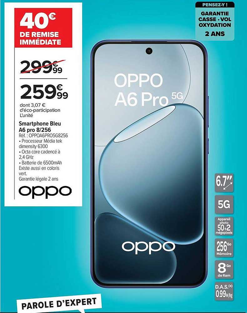 Smartphone Bleu A6 pro 8/256