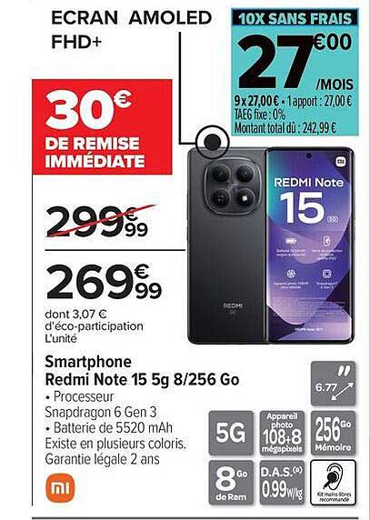 Smartphone Redmi Note 15 5g 8/256 Go