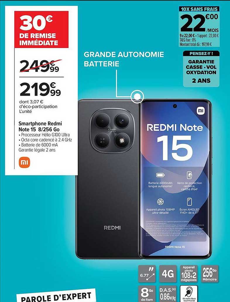 Smartphone Redmi Note 15 8/256 Go