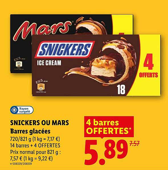 SNICKERS OU MARS Barres glacées