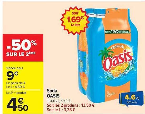 Soda OASIS Tropical, 4 x 2 L