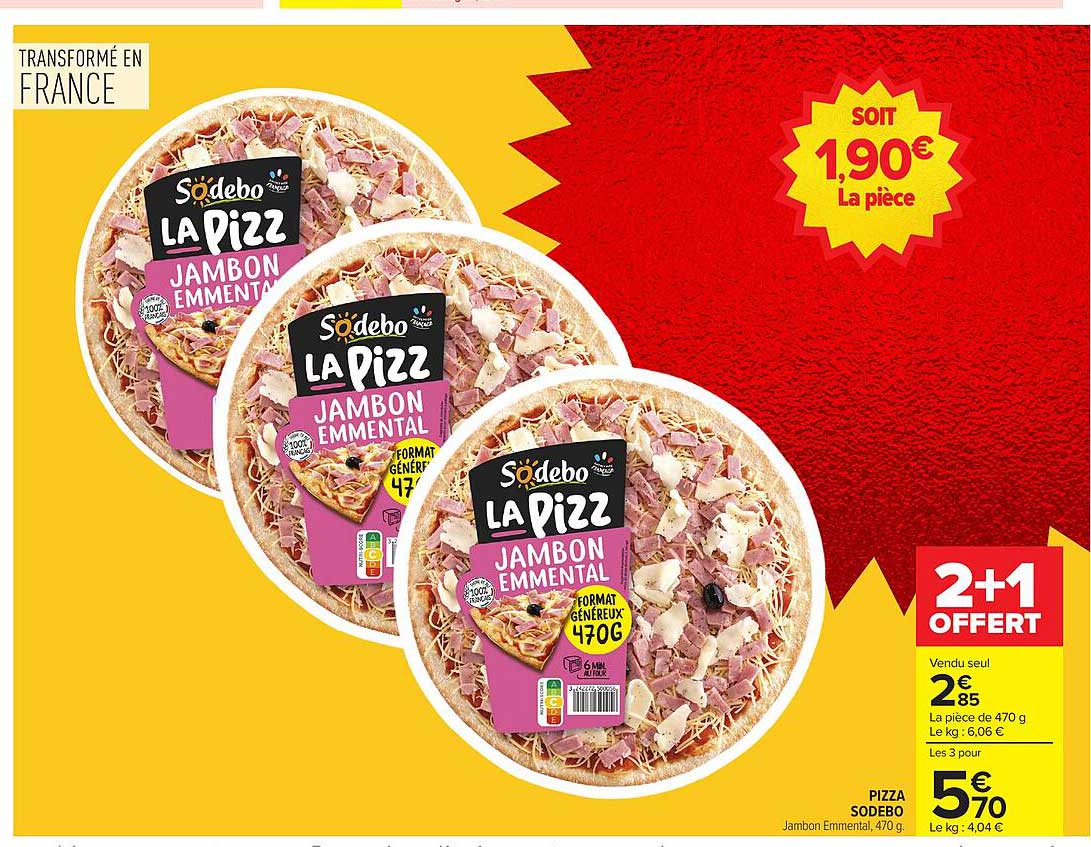 Sodebo La Pizz Jambon Emmental 470 g