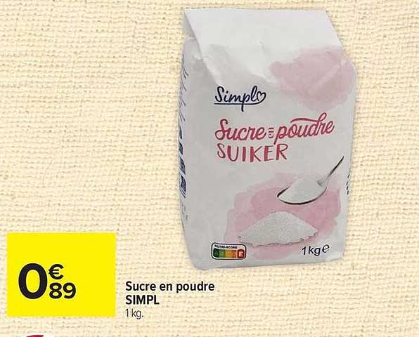 Sucre en poudre SIMPL 1kg.