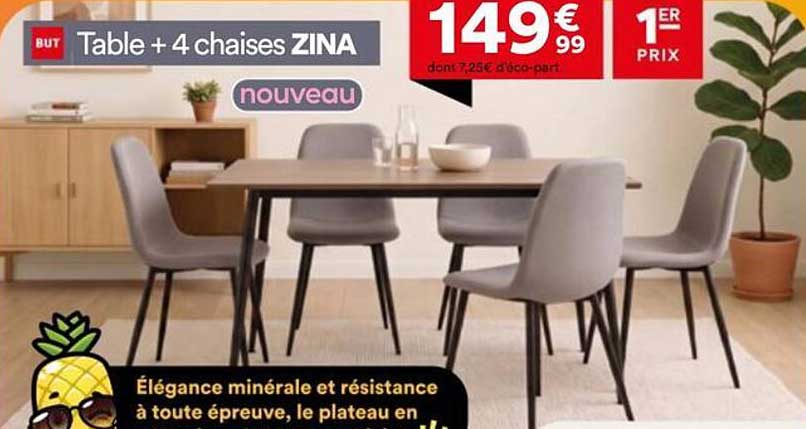 Table + 4 chaises ZINA